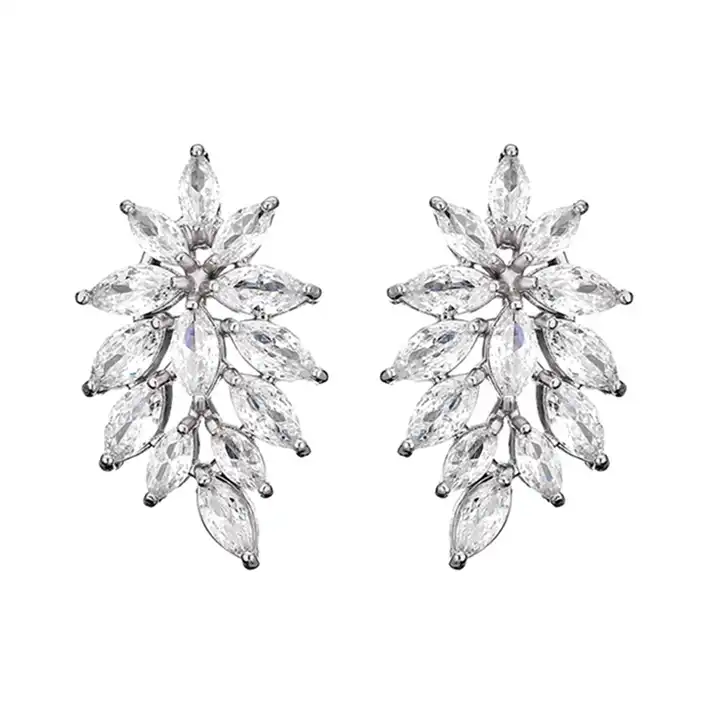 6 Ct Natural Marquise Cut Korin  Designer Diamond Earrings in 9K White Gold