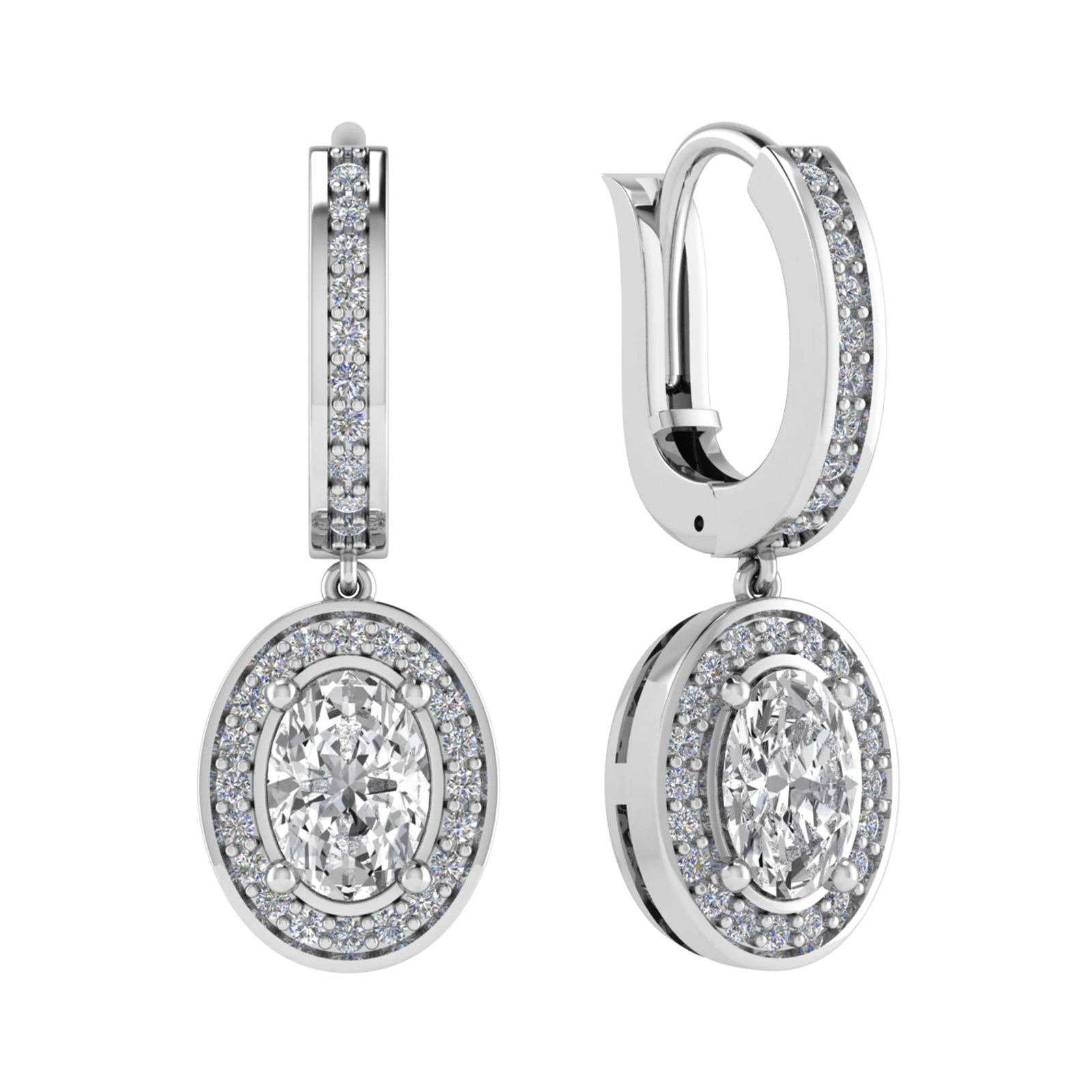 Ellaria 0.25 ct Natural Oval cut Diamond Drop Earrings in Silver 925