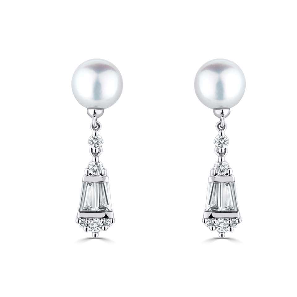0.70 Carat Pearl Drop Diamond Earrings