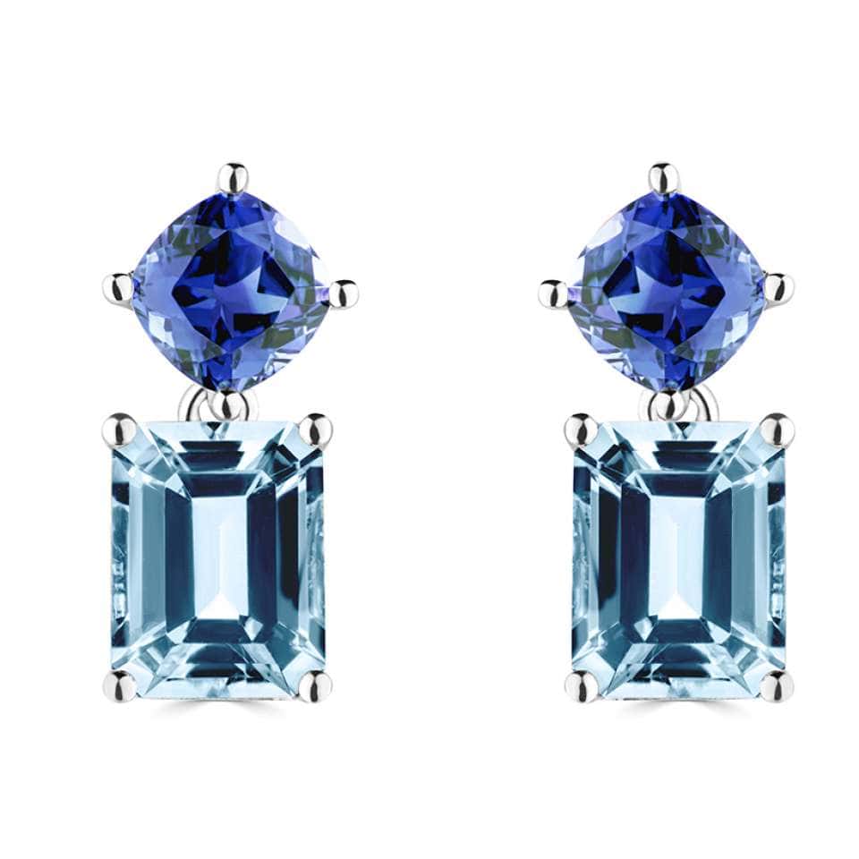 8.62 Carat Aquamarine Gemstone Diamond Earrings