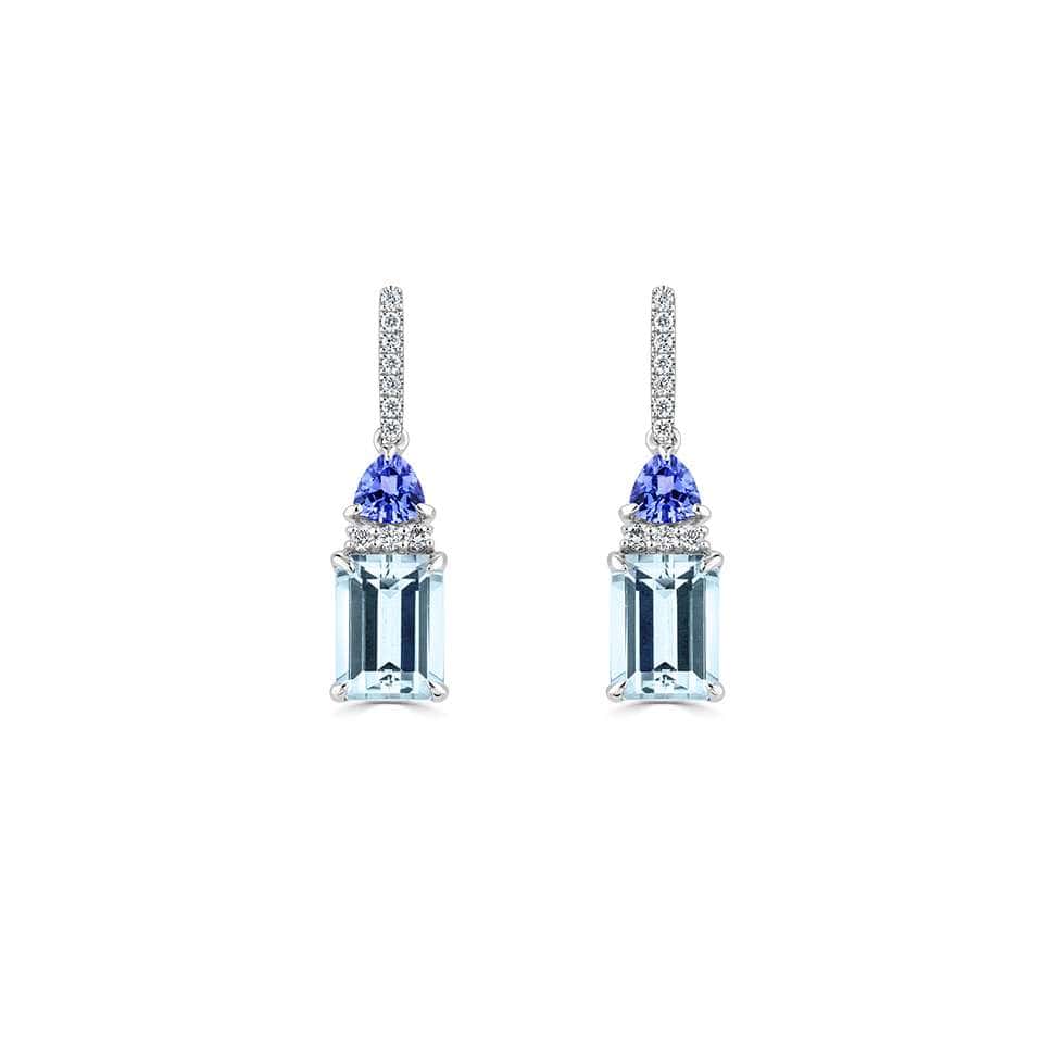 3.60 Carat Aquamarine Gemstone Diamond Earrings