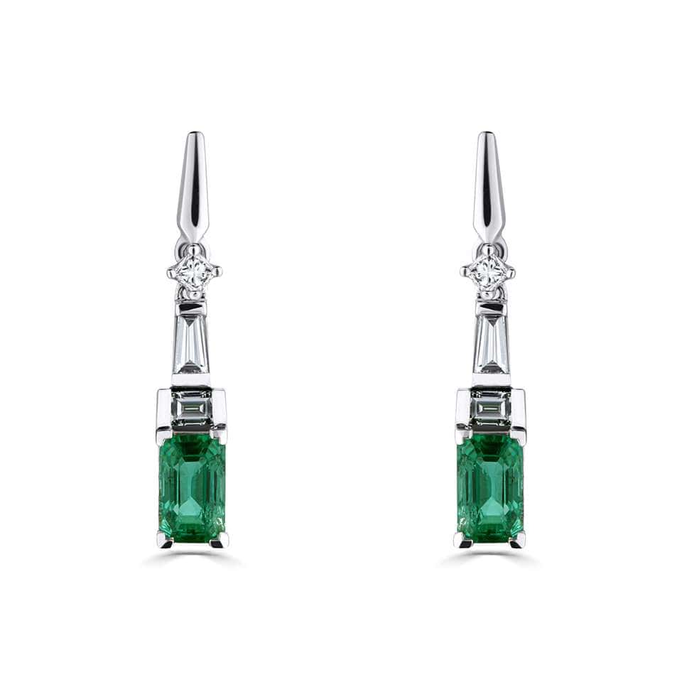 1.01 Carat Emerald Gemstone Diamond Earrings