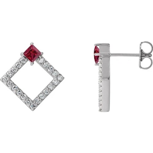 0.82 Ct Natural Ruby Princess Cut Halfryta  in Silver 925