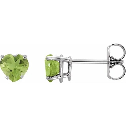 1.2 Ct Peridot Heart Cut Flurekin  Diamond Earrings in Silver 925