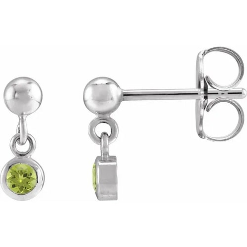 0.24 Ct Peridot Round Cut Fei  Diamond Earrings in Silver 925