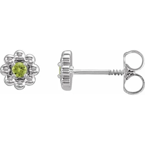 0.1 Ct Peridot Round Cut Fayanna  Diamond Earrings in Silver 925