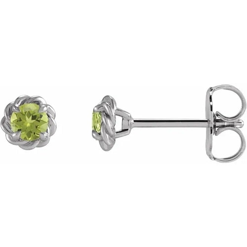 0.52 Ct Peridot Round Cut Fitche  Diamond Earrings in Silver 925