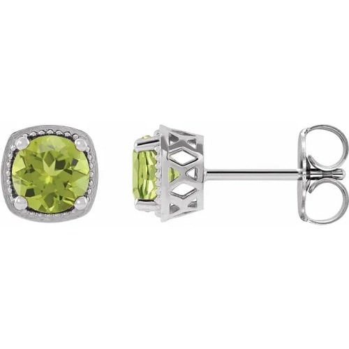 1 Ct Peridot Round Cut Florimel  Diamond Earrings in Silver 925