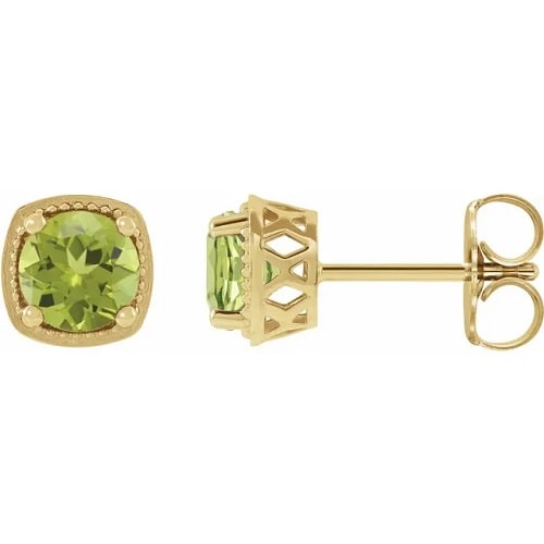 1 Ct Peridot Round Cut Florimel  Diamond Earrings in Silver 925