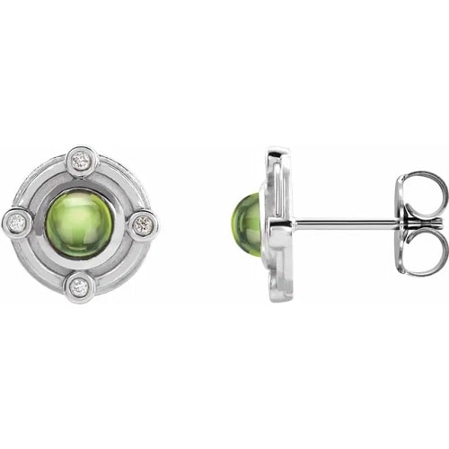 0.6 Ct Peridot Round Cut Florena  Diamond Earrings in Silver 925