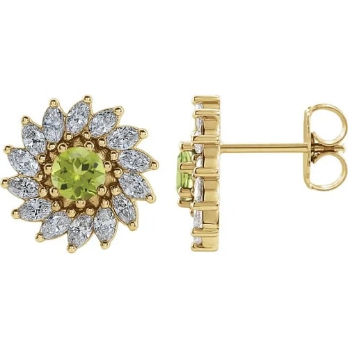 4.3 Ct Peridot Round Cut Frecesant  Diamond Earrings in Silver 925