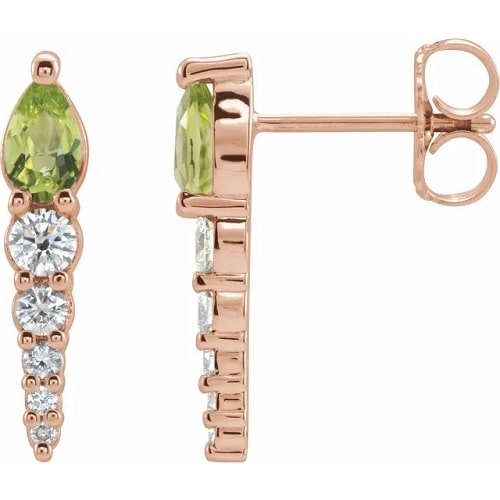 1 Ct Peridot Pear Cut Floride  Diamond Earrings in Silver 925