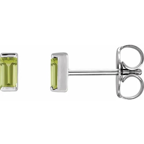 0.3 Ct Peridot Baguette Cut Femmota  Diamond Earrings in Silver 925