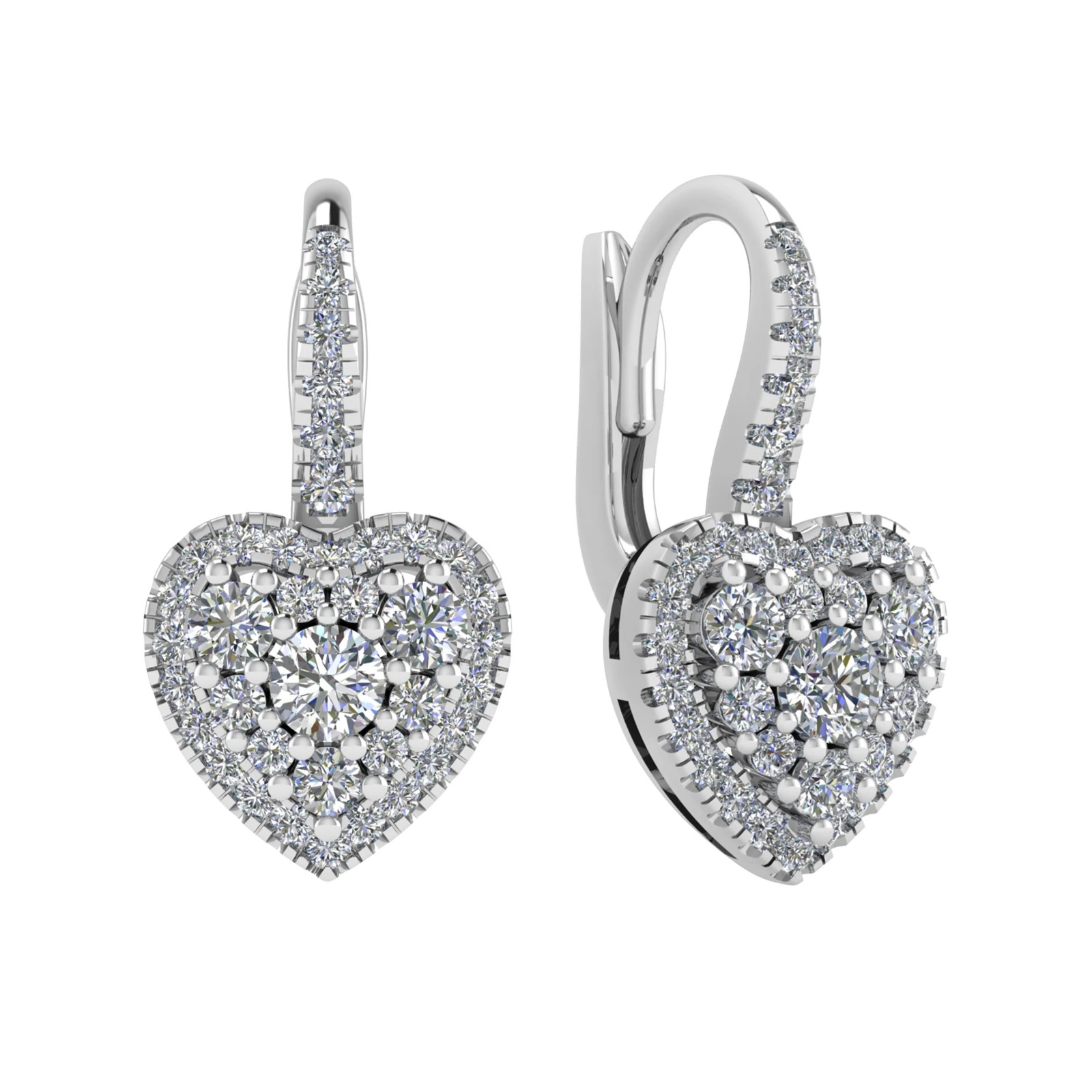 0.2 Ct Natural Heart Cut Kalyn  Hoop Diamond Earrings in 9K White Gold