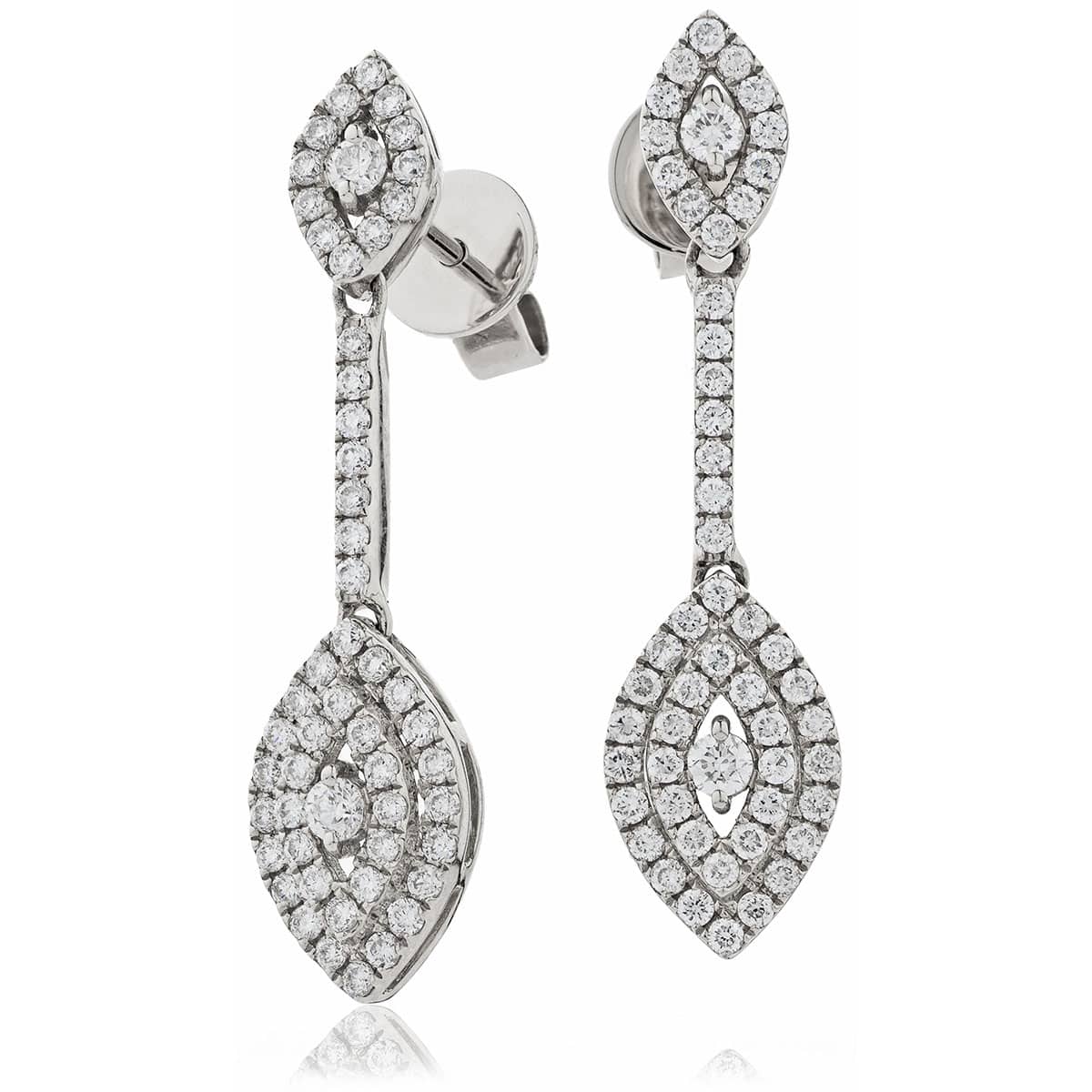 0.8 Ct Natural Round Cut Liena  Drop Diamond Earrings in 18K White Gold