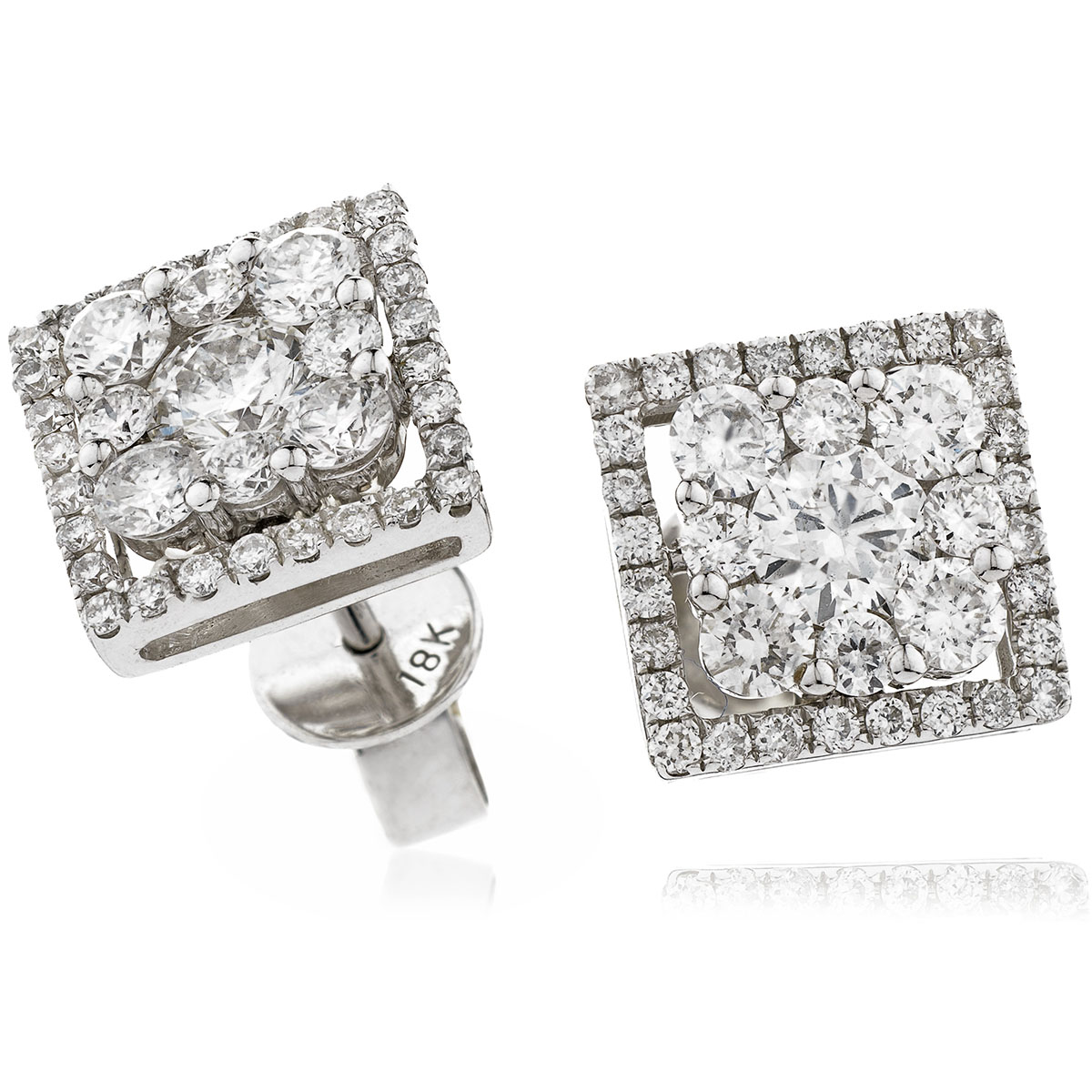 1.5 Ct Natural Round Cut Felicia  Cluster Diamond Earrings in Platinum(950)