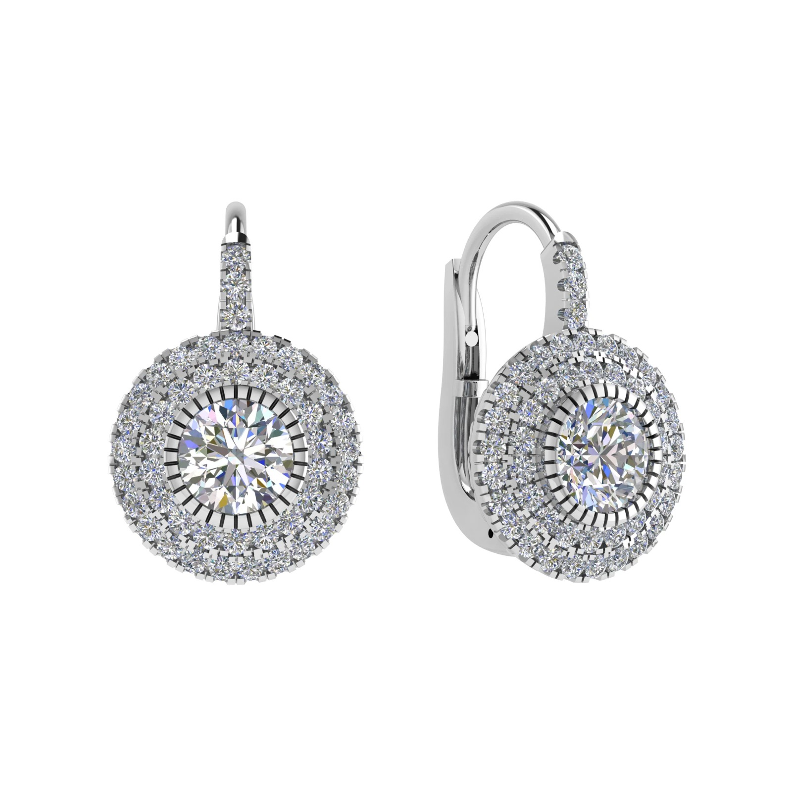 1.5 Ct Natural Round Cut Kasandra  Hoop Diamond Earrings in 9K White Gold