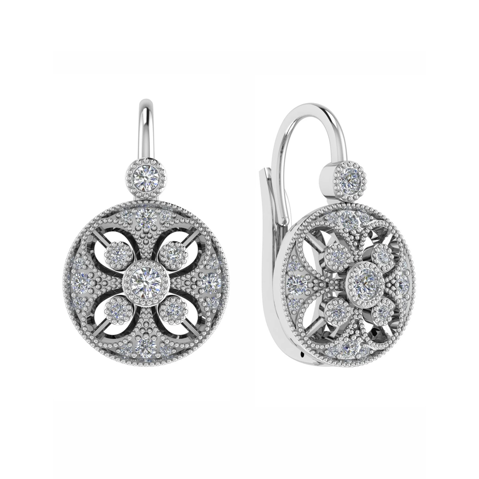 0.2 Ct Natural Round Cut Kinslie  Hoop Diamond Earrings in 9K White Gold