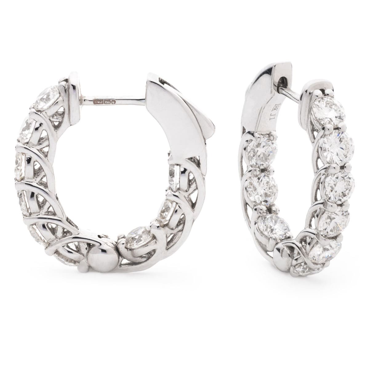 3.00 Carat Natural Hoop Diamond Earrings