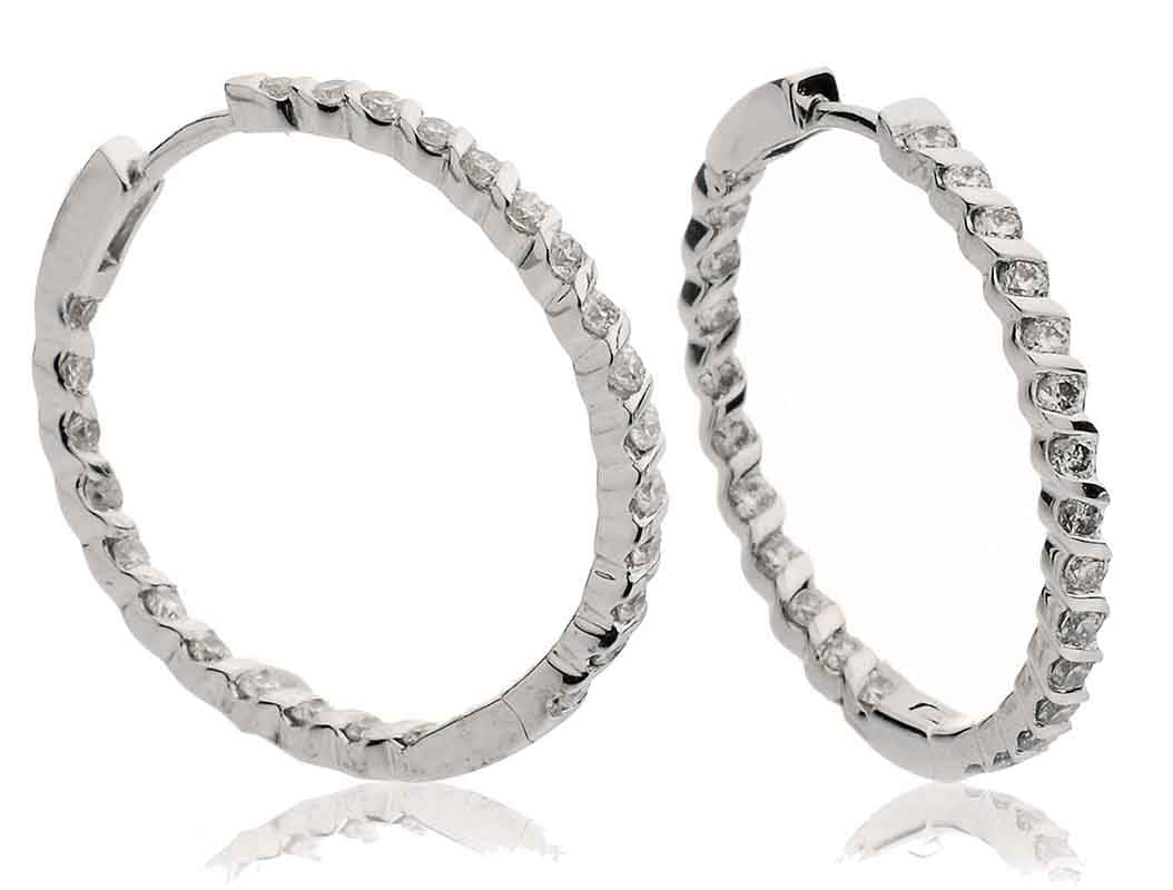 0.70 Carat Natural Hoop Diamond Earrings
