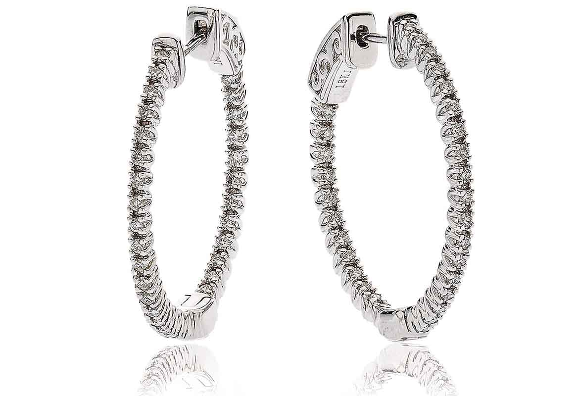 0.40 Carat Natural Hoop Diamond Earrings