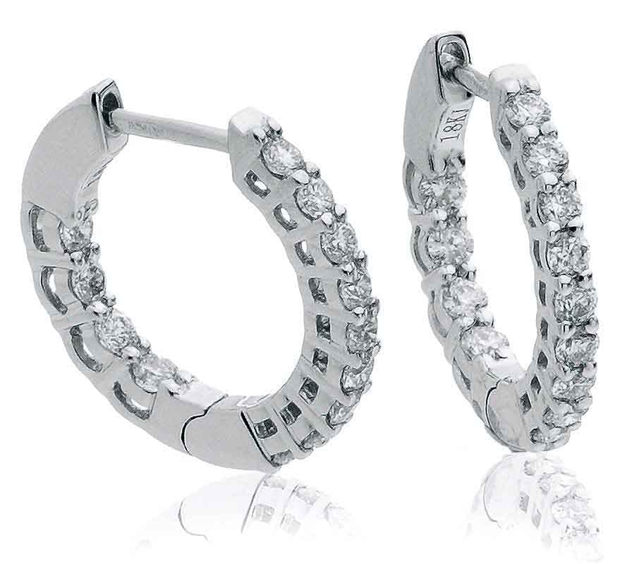 0.50 Carat Natural Hoop Diamond Earrings
