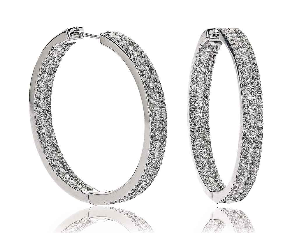 3.40 Carat Natural Hoop Diamond Earrings