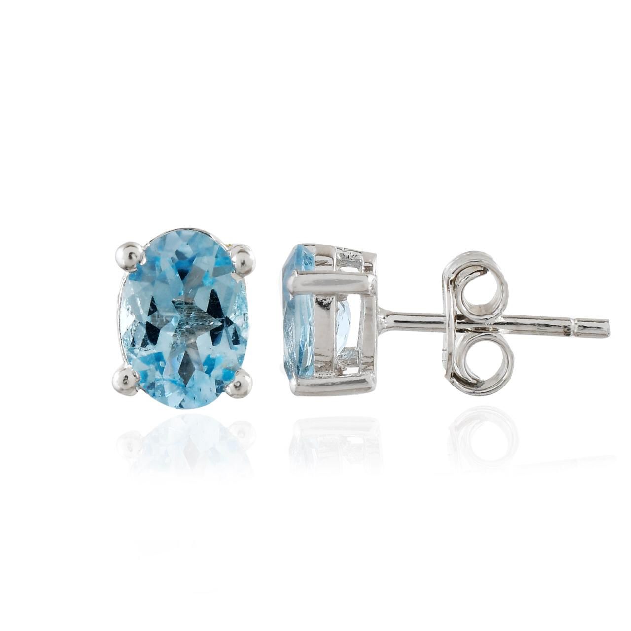 0.60 Carat Aquamarine Studs Diamond Earrings