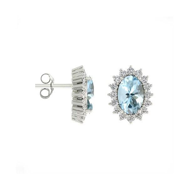 Aquamarine Studs Diamond Earrings