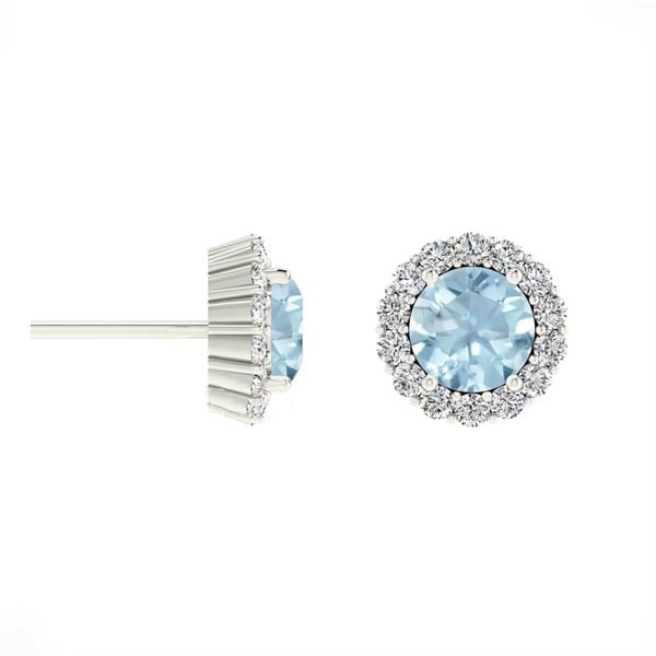 1 Ct Aquamarine Round Cut Besima  in 9K White Gold