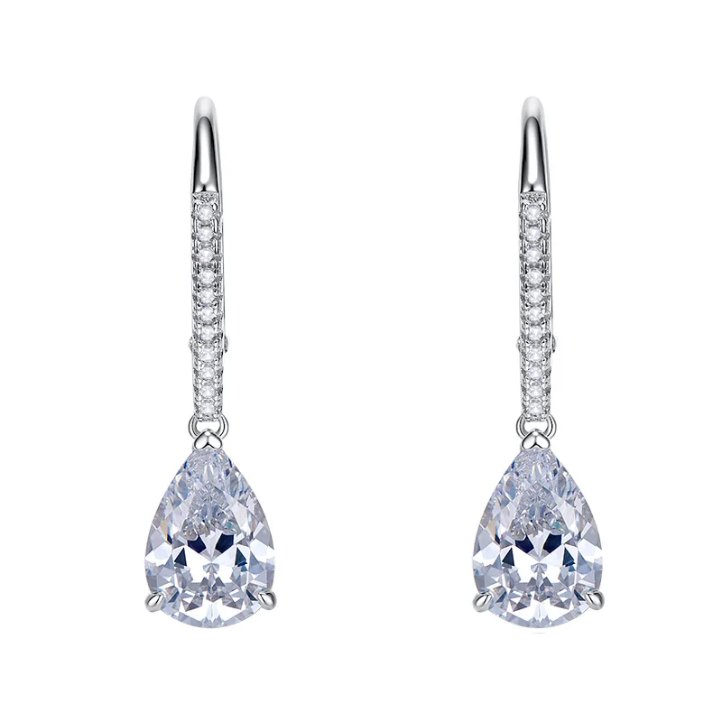 3.22 Ct Natural Pear Cut Linsai  Drop Diamond Earrings in 9K White Gold