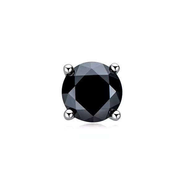 0.5 Ct Black Round Cut Glennis  Men's Diamond Earrings in 9K White Gold