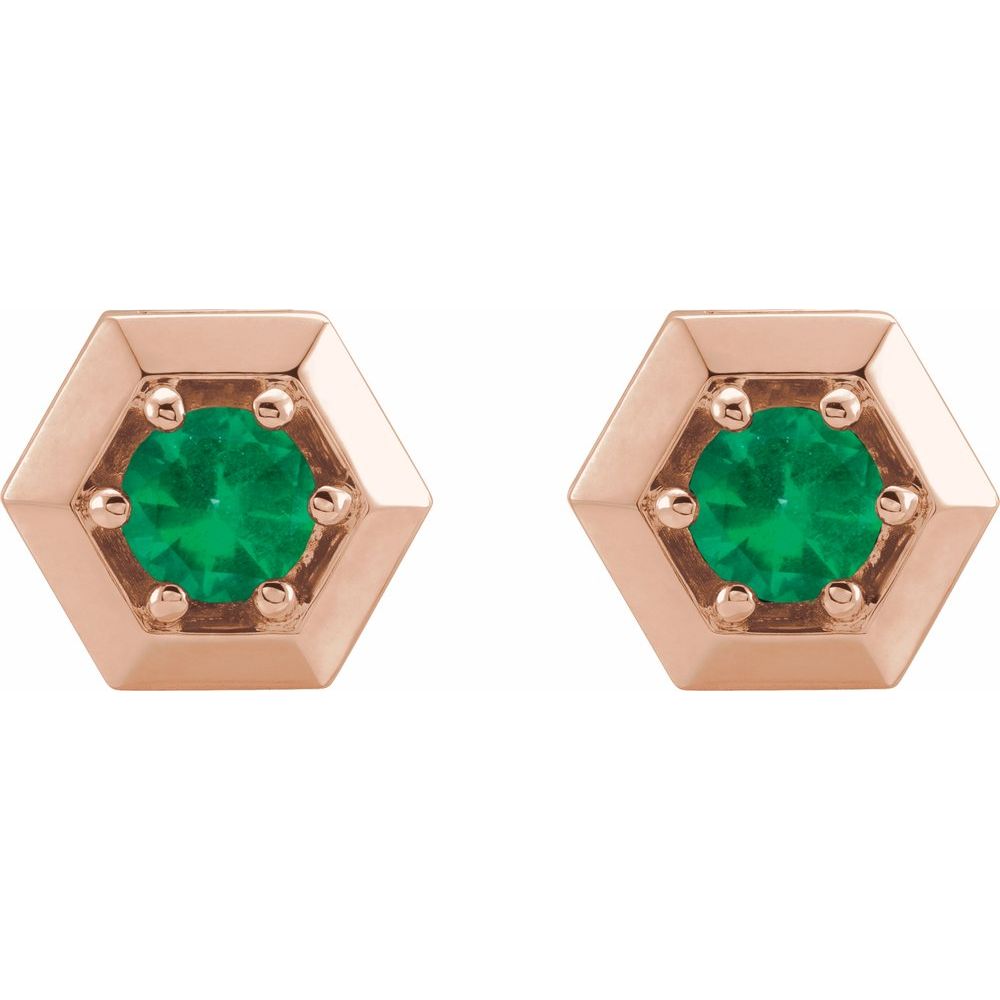 0.3 Ct Emerald Round Cut Herela  Diamond Earrings in 18K White Gold