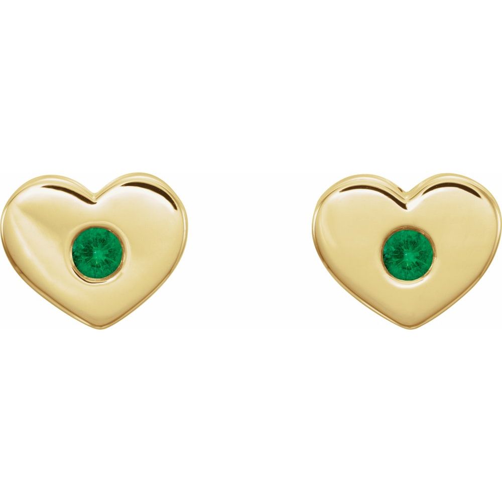 0.16 Ct Emerald Round Cut Helvynya  Diamond Earrings in 18K Yellow Gold