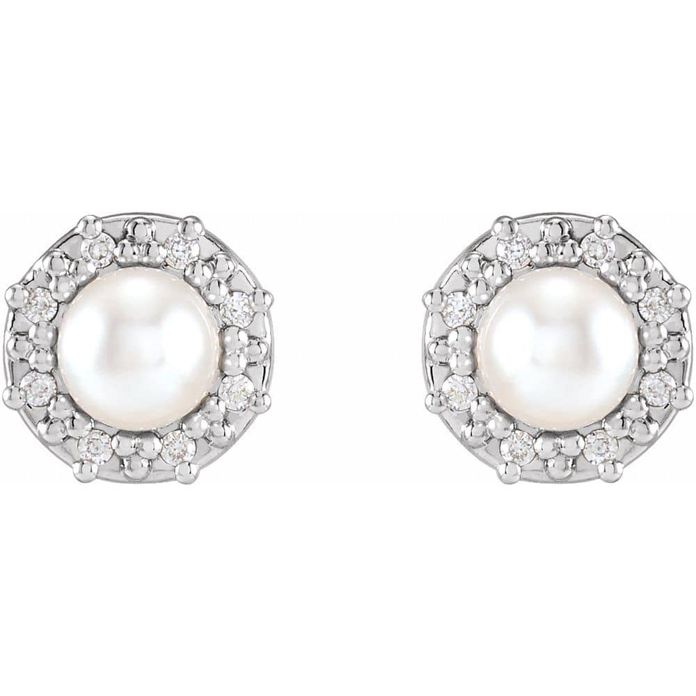 Pearl Round Cut Bukhdan  in 9K White Gold