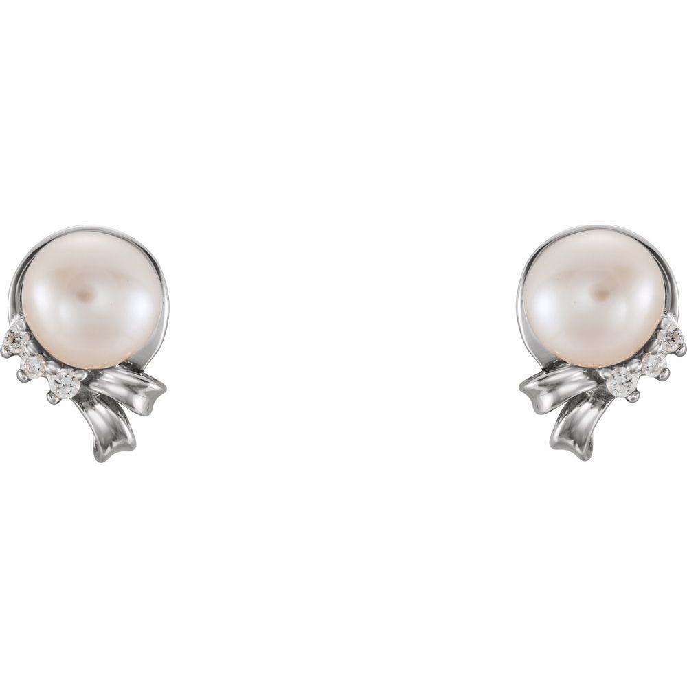 Pearl Round Cut Binsa  in 9K White Gold