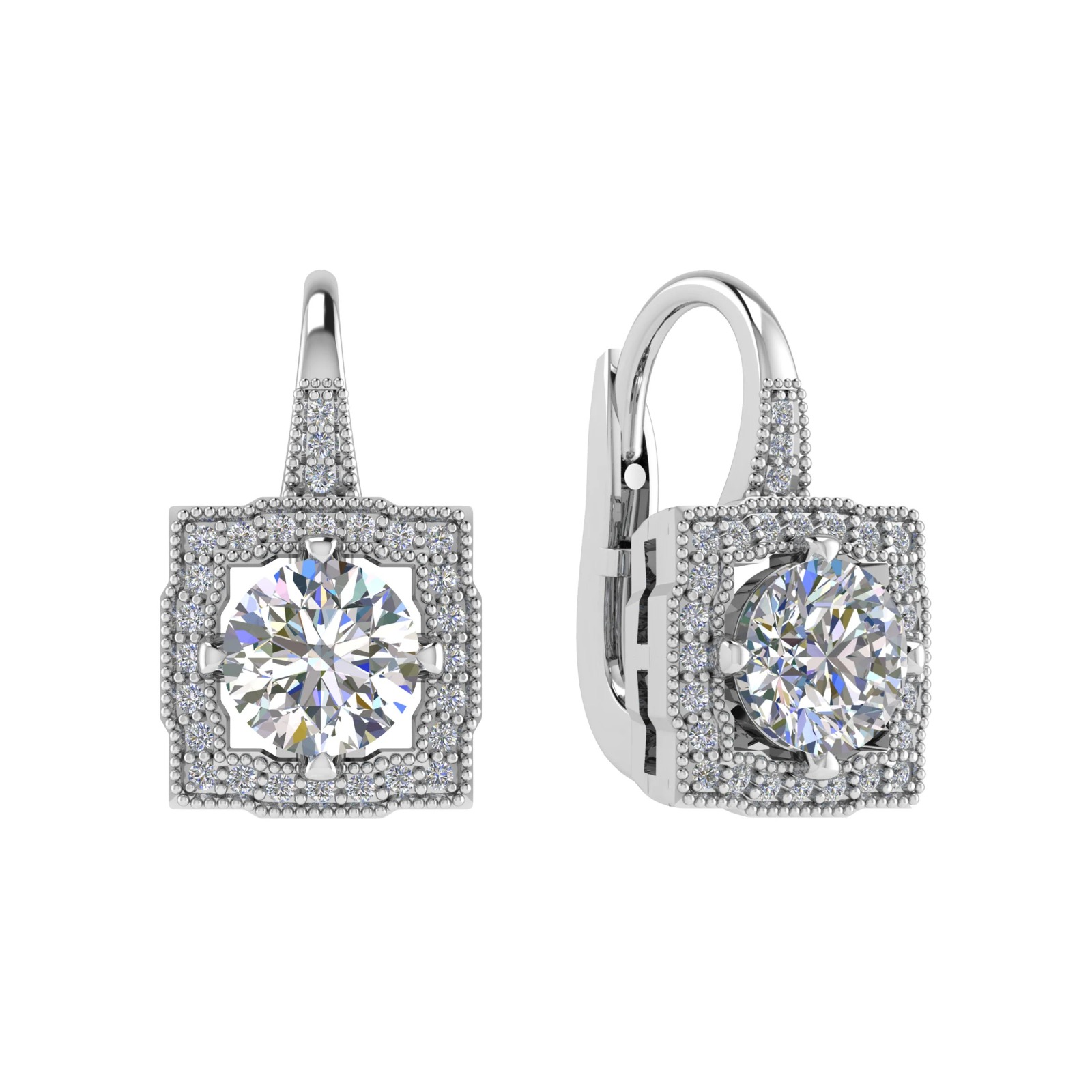 0.7 Ct Natural Round Cut Frigyth  Hoop Diamond Earrings in 9K White Gold