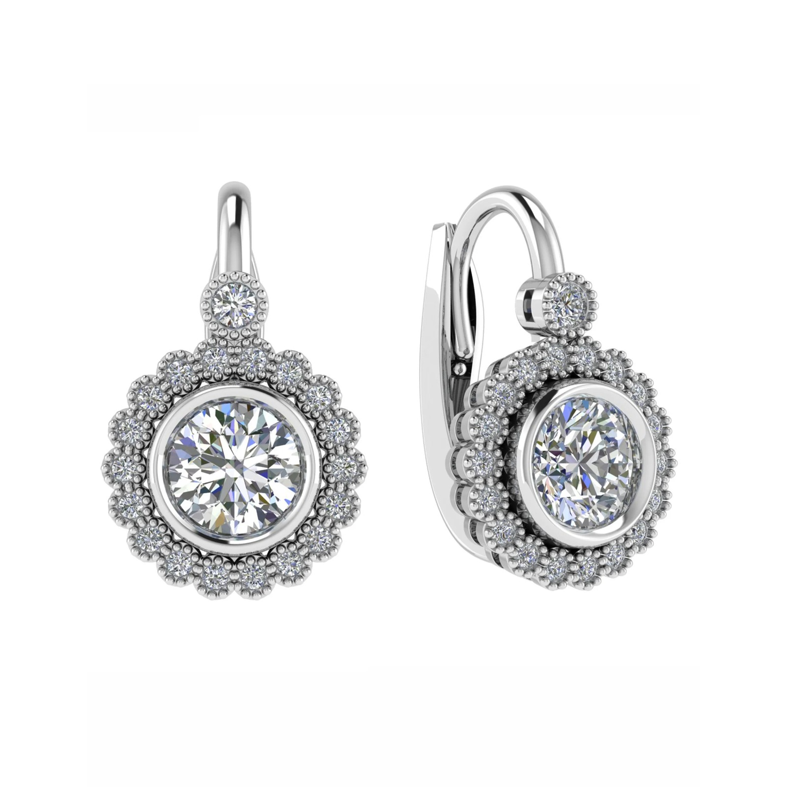 0.7 Ct Natural Round Cut Kelli  Hoop Diamond Earrings in 9K White Gold