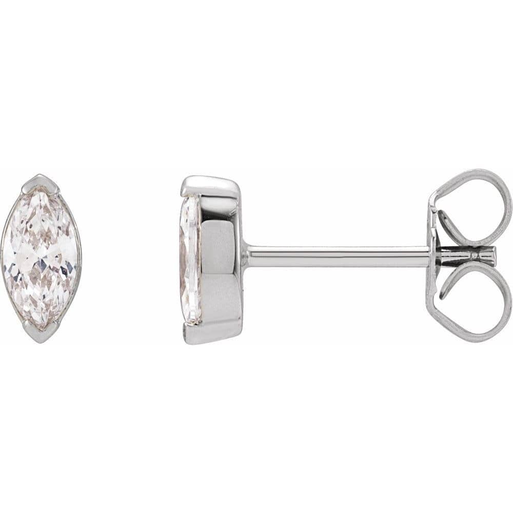 Natural Marquise Cut Johana  Studs Diamond Earrings in 9K White Gold