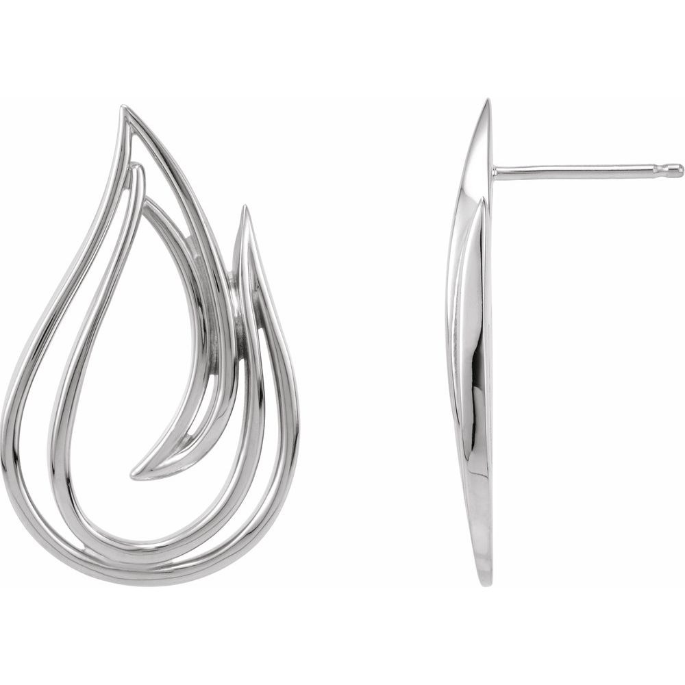 Round Cut Bishara Diamond Sterling Silver Earrings in 18K White Gold