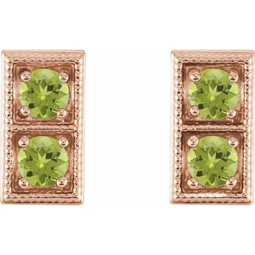 0.48 Ct Peridot Round Cut Hailie  Diamond Earrings in 9K White Gold