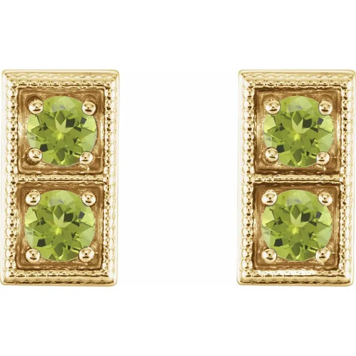 0.48 Ct Peridot Round Cut Hailie  Diamond Earrings in 9K White Gold