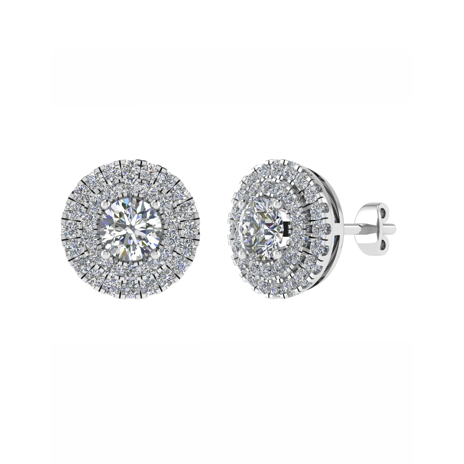 0.1 Ct Natural Round Cut Kiara  Halo Diamond Earrings in 9K White Gold