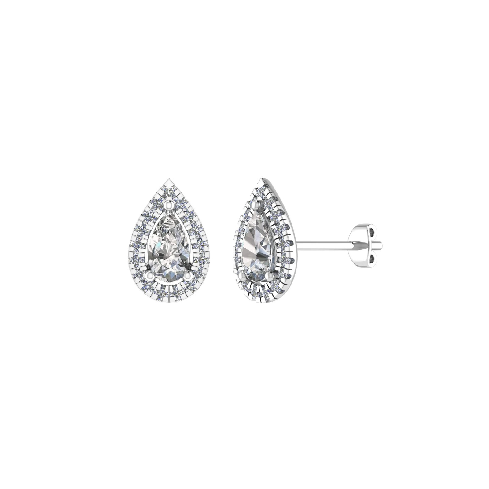 0.1 Ct Natural Pear Cut Jennica  Halo Diamond Earrings in 9K White Gold