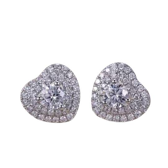 0.5 Ct Lab-Created Round Cut Iris Halo Diamond Earrings in 9K White Gold