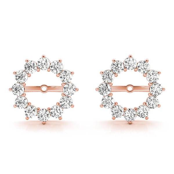 0.84 Ct Natural Round Cut Leigh Ear Jackets & Climbers Diamond Earrings in 9K White Gold