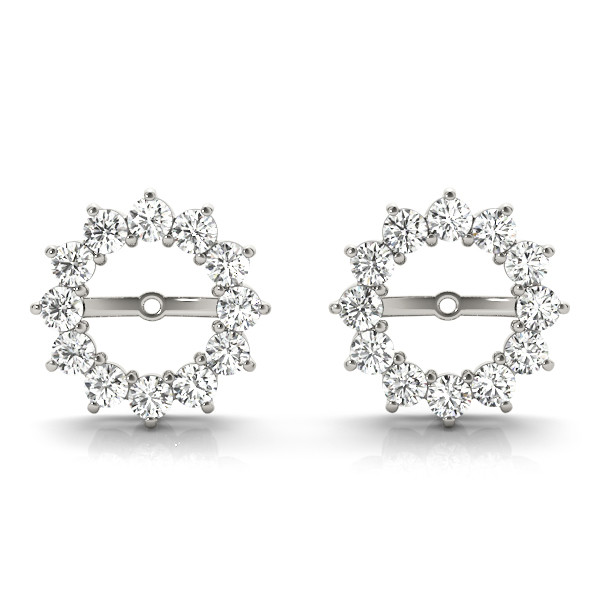 0.84 Ct Natural Round Cut Leigh Ear Jackets & Climbers Diamond Earrings in 9K White Gold