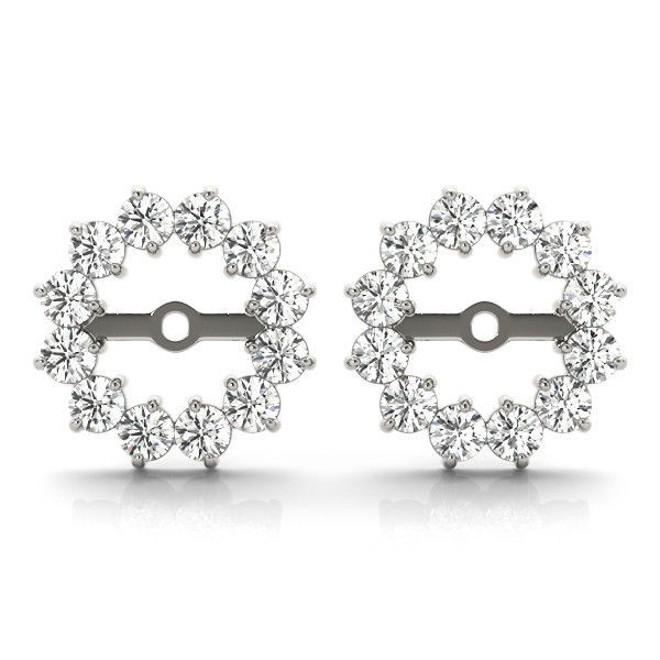 0.6 Ct Natural Round Cut Charlie Ear Jackets & Climbers Diamond Earrings in Silver 925