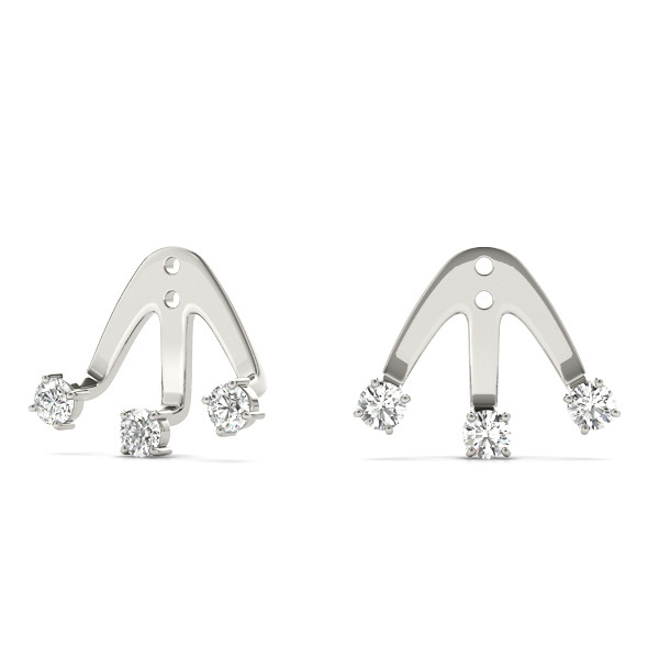 0.18 Ct Lab-Created Round Cut Ava  Ear Jackets & Climbers Diamond Earrings in Silver 925