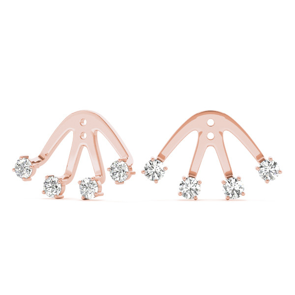 0.16 Ct Lab-Created Round Cut Elsie Ear Jackets & Climbers Diamond Earrings in Silver 925